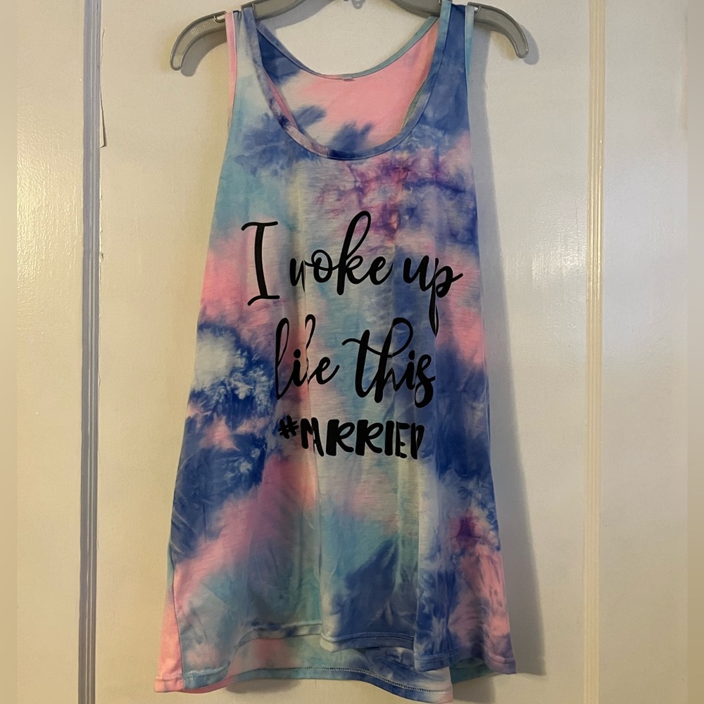 “I woke up like this #married” tank top